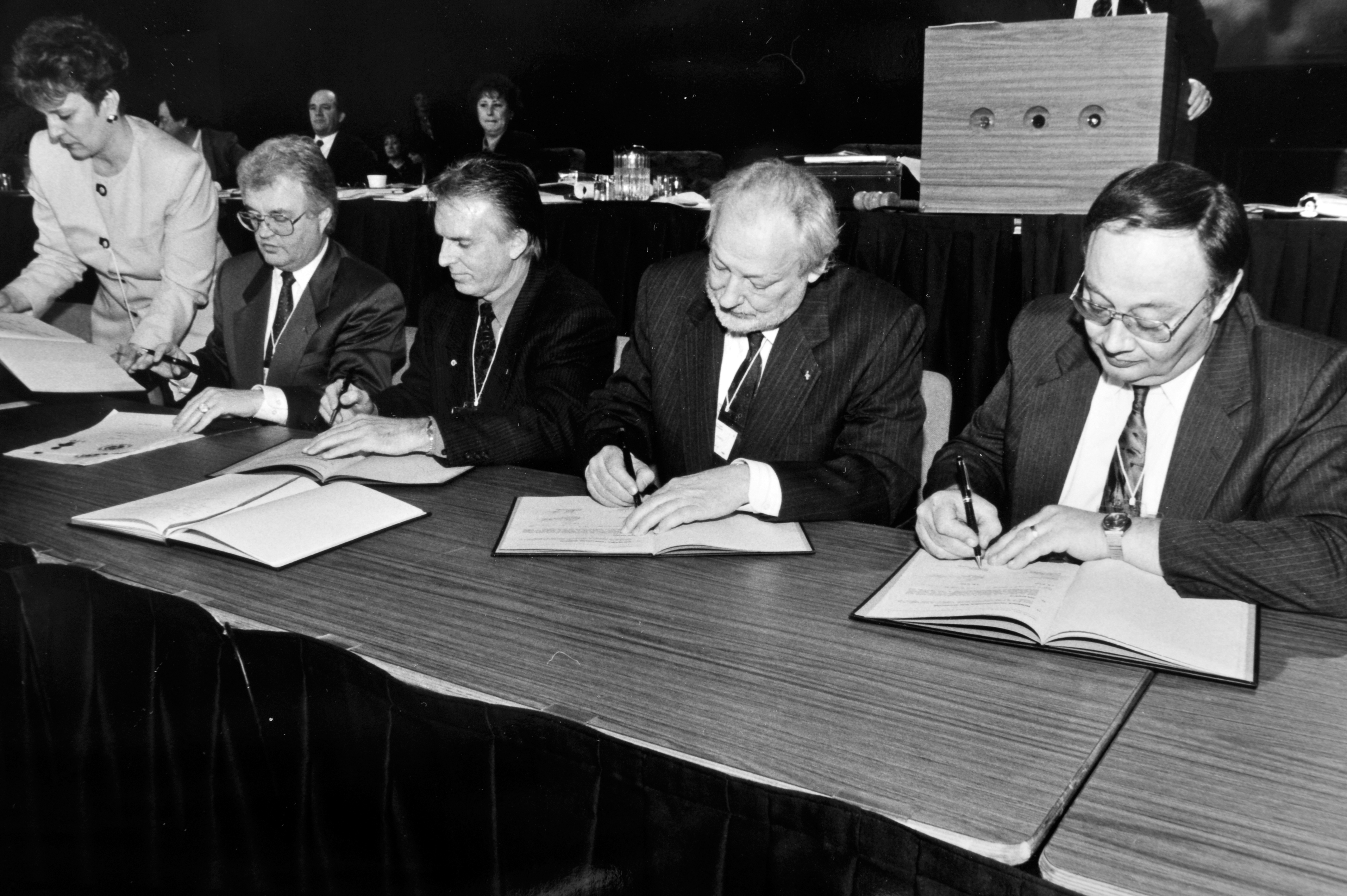 Dick Martin Fernand Daoust Bob White Clement Godbout Quebec Federation of Labour QFL